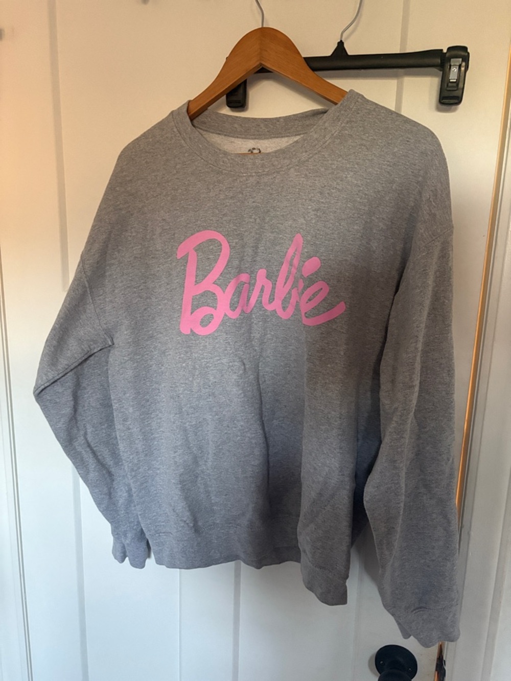 Barbie Gray Sweatshirt with Pink Logo Script